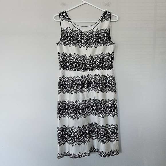 Kate Spade Lola black white lined sheath dress size 4 NO BELT - Picture 7 of 8